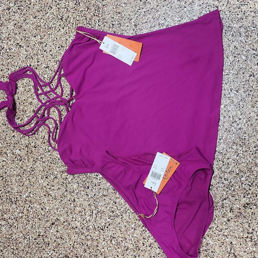 NWT Ladies Leilani brand lattice halter tankini swimsuit set.